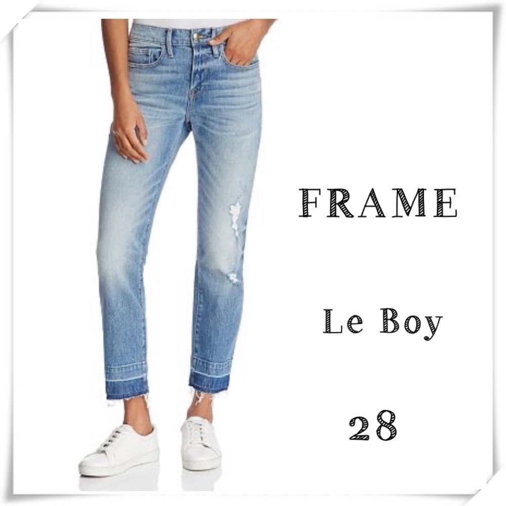 Frame Denim Le Boy Wide Release Hem Jeans in Klinedale Size 28 Style: LBOJRWR165